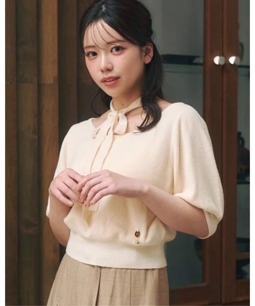 moi tytto(モイテュット)の「タイ付きサマーニット(ニット/セーター・レディース・ブラック/ナチュラル・FREE)」の18枚目の写真