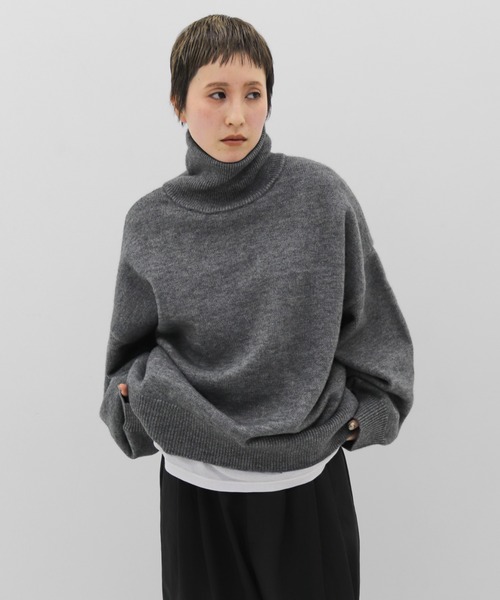 lit(リット)の「Dart Sleeve High Neck Knit(ニット/セーター・レディース・ベージュ/グレー/ダークブラウン・FREE)」の1枚目の写真