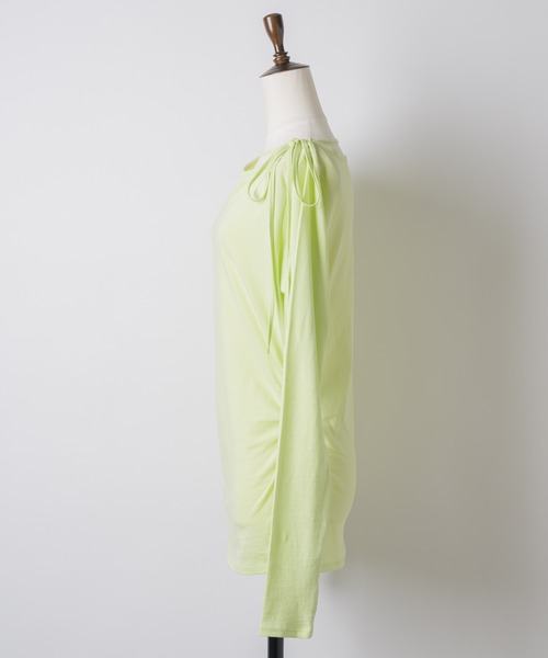 yae（ヤエ）の「Boat neck ribbon long T-shirt / ボートネックリボンロングTシャツ（Tシャツ/カットソー・レディース・ブラック/ライトブルー/ライトグリーン・FREE）」の14枚目の写真