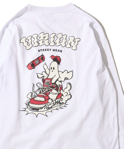 VISION STREET WEAR(ヴィジョンストリートウェア)の「【VISION STREET WEAR】オリジナルグラフィック スニーカーゴーストロングスリーブTシャツ(Tシャツ/カットソー・レディース・ブラック/ライトグレー/ホワイト・X-LARGE/LARGE/MEDIUM)」の1枚目の写真