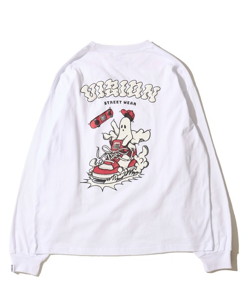 VISION STREET WEAR(ヴィジョンストリートウェア)の「【VISION STREET WEAR】オリジナルグラフィック スニーカーゴーストロングスリーブTシャツ(Tシャツ/カットソー・レディース・ブラック/ライトグレー/ホワイト・X-LARGE/LARGE/MEDIUM)」の5枚目の写真
