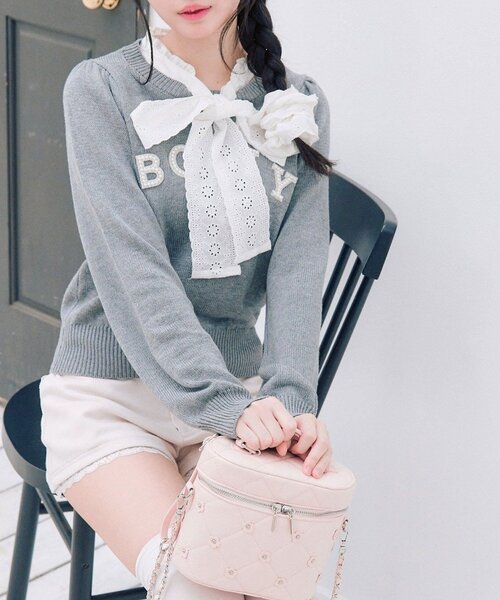 OLIVE des OLIVE(オリーブデオリーブ)の「spring color palette knit(ニット/セーター・レディース・ネイビー/ピンク/オフホワイト/チャコールグレー・FREE)」の9枚目の写真