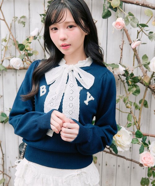 OLIVE des OLIVE（オリーブデオリーブ）の「spring color palette knit（ニット/セーター・レディース・ネイビー/ピンク/オフホワイト/チャコールグレー・FREE）」の16枚目の写真