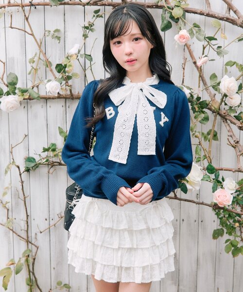 OLIVE des OLIVE（オリーブデオリーブ）の「spring color palette knit（ニット/セーター・レディース・ネイビー/ピンク/オフホワイト/チャコールグレー・FREE）」の19枚目の写真