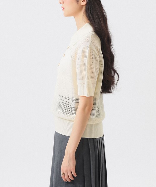 BEAMS BOY（ビームスボーイ）の「オープン ワーク ポロ（ポロシャツ・レディース・オフホワイト/ネイビー/ブラウン・1/2）」の16枚目の写真