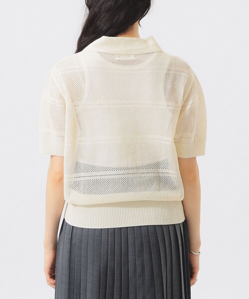 BEAMS BOY（ビームスボーイ）の「オープン ワーク ポロ（ポロシャツ・レディース・オフホワイト/ネイビー/ブラウン・1/2）」の17枚目の写真