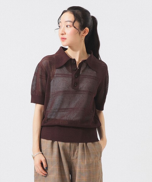 BEAMS BOY（ビームスボーイ）の「オープン ワーク ポロ（ポロシャツ・レディース・オフホワイト/ネイビー/ブラウン・1/2）」の21枚目の写真