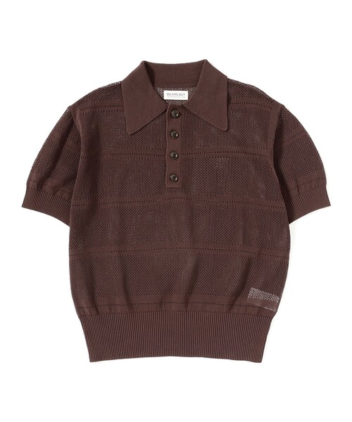 BEAMS BOY(ビームスボーイ)の「オープン ワーク ポロ(ポロシャツ・レディース・オフホワイト/ネイビー/ブラウン・1/2)」の8枚目の写真