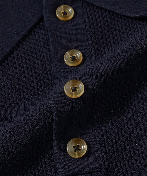 BEAMS BOY（ビームスボーイ）の「オープン ワーク ポロ（ポロシャツ・レディース・オフホワイト/ネイビー/ブラウン・1/2）」の5枚目の写真