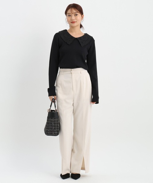 Andemiu(アンデミュウ)の「レースエリニット638300(ニット/セーター・レディース・ブラック/オフホワイト/ブルーグレー/ラベンダー・FREE)」の15枚目の写真