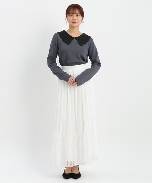 Andemiu(アンデミュウ)の「レースエリニット638300(ニット/セーター・レディース・ブラック/オフホワイト/ブルーグレー/ラベンダー・FREE)」の16枚目の写真