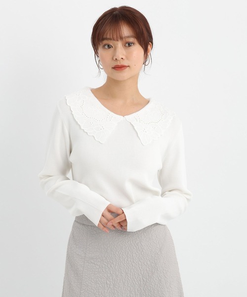 Andemiu(アンデミュウ)の「レースエリニット638300(ニット/セーター・レディース・ブラック/オフホワイト/ブルーグレー/ラベンダー・FREE)」の19枚目の写真