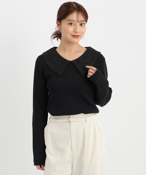 Andemiu(アンデミュウ)の「レースエリニット638300(ニット/セーター・レディース・ブラック/オフホワイト/ブルーグレー/ラベンダー・FREE)」の20枚目の写真