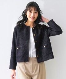 ANY SIS（エニィスィス）の「リボンヤーンライトツイード ジャケット（ノーカラージャケット）」