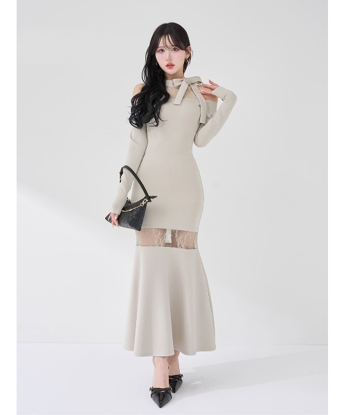 Darich（ダーリッチ）の「ポイントレースカットロングワンピース（ワンピース・レディース・ブラック/グレー/ピンク・FREE）」の2枚目の写真