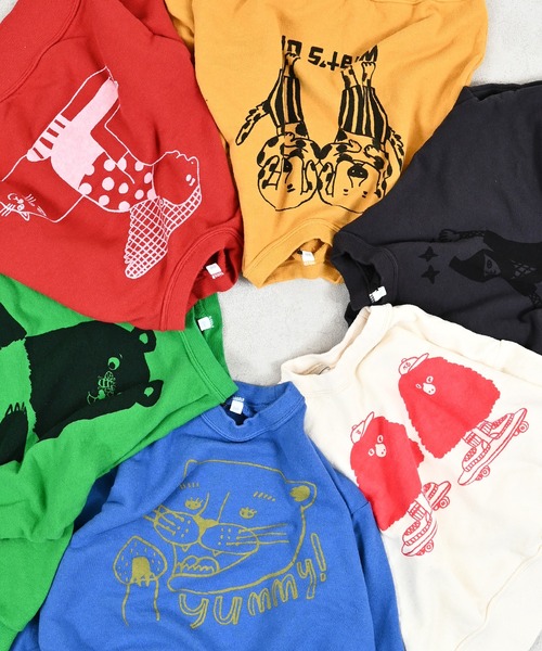 JIPPON（ジポン）の「イラストトレーナー/日本製（スウェット・キッズ・レッド/ブルー/グリーン/マスタード/チャコール/キナリ・80/90/100/110/120/130/140）」の8枚目の写真