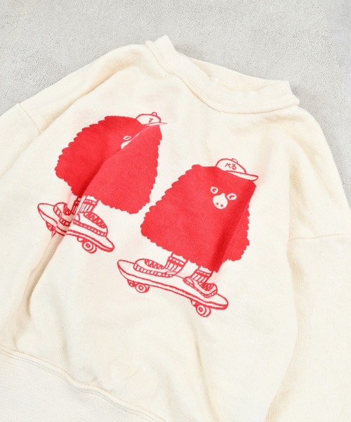 JIPPON（ジポン）の「イラストトレーナー/日本製（スウェット・キッズ・レッド/ブルー/グリーン/マスタード/チャコール/キナリ・80/90/100/110/120/130/140）」の9枚目の写真