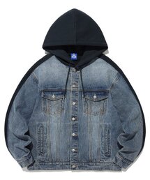 ISTKUNST（イストクンスト）の「DENIM MIX SWEAT HOODED JACKET_BLUE(IK2ESMD110A)（デニムジャケット）」