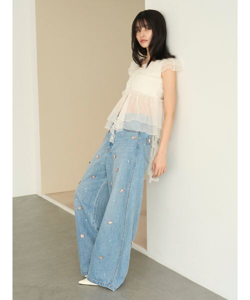 WEB限定00サイズ】[L.B CANDY STOCK]バリエーションビジューデニム