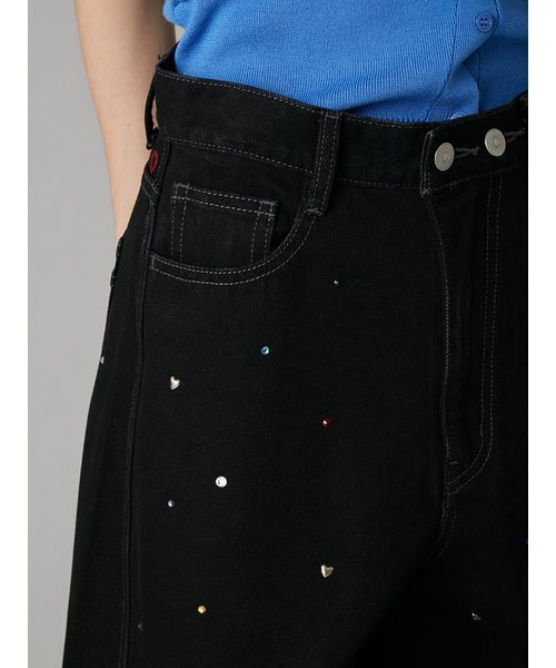 LILY BROWN（リリーブラウン）の「【WEB限定00サイズ】[L.B CANDY STOCK]バリエーションビジューデニム（デニムパンツ・レディース・ブラック/ブルー・0/1）」の5枚目の写真