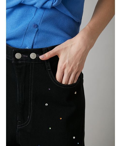 LILY BROWN（リリーブラウン）の「【WEB限定00サイズ】[L.B CANDY STOCK]バリエーションビジューデニム（デニムパンツ・レディース・ブラック/ブルー・0/1）」の6枚目の写真