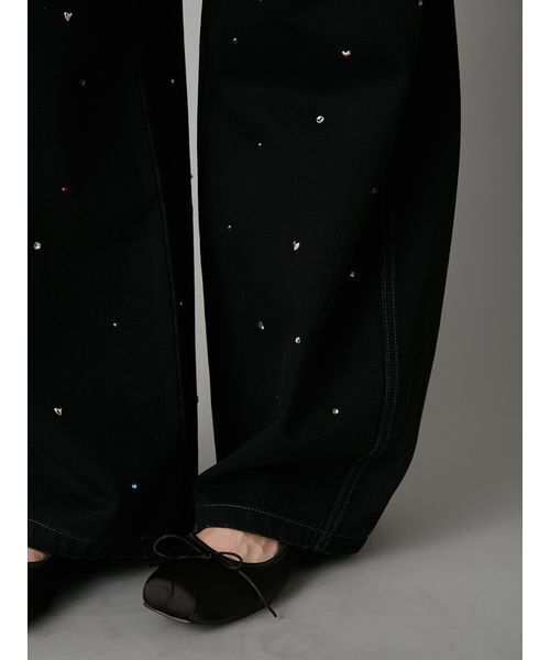 LILY BROWN（リリーブラウン）の「【WEB限定00サイズ】[L.B CANDY STOCK]バリエーションビジューデニム（デニムパンツ・レディース・ブラック/ブルー・0/1）」の7枚目の写真