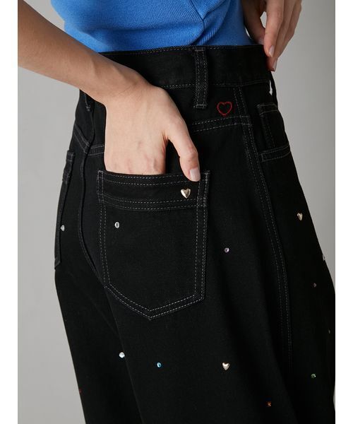 LILY BROWN（リリーブラウン）の「【WEB限定00サイズ】[L.B CANDY STOCK]バリエーションビジューデニム（デニムパンツ・レディース・ブラック/ブルー・0/1）」の8枚目の写真