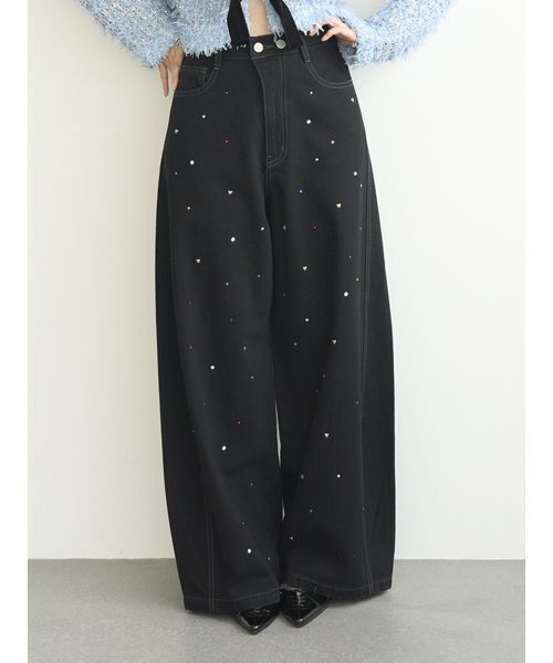 LILY BROWN（リリーブラウン）の「【WEB限定00サイズ】[L.B CANDY STOCK]バリエーションビジューデニム（デニムパンツ・レディース・ブラック/ブルー・0/1）」の10枚目の写真