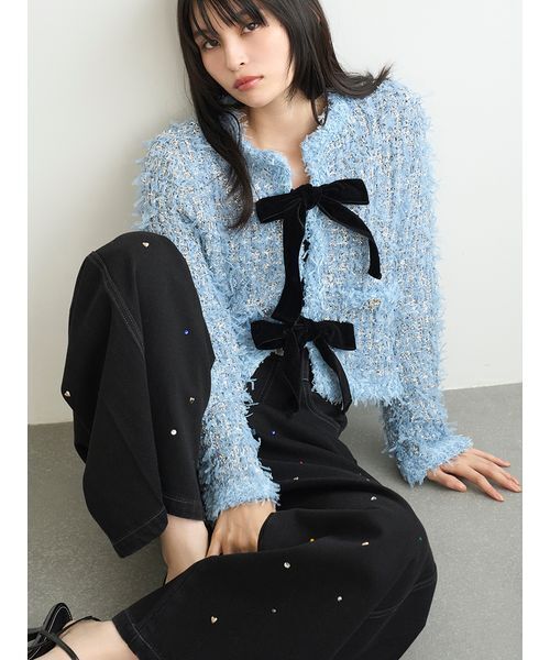 LILY BROWN（リリーブラウン）の「【WEB限定00サイズ】[L.B CANDY STOCK]バリエーションビジューデニム（デニムパンツ・レディース・ブラック/ブルー・0/1）」の12枚目の写真