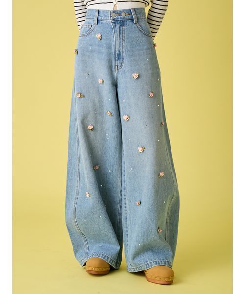 LILY BROWN（リリーブラウン）の「【WEB限定00サイズ】[L.B CANDY STOCK]バリエーションビジューデニム（デニムパンツ・レディース・ブラック/ブルー・0/1）」の15枚目の写真