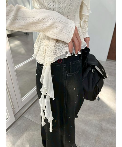 LILY BROWN（リリーブラウン）の「【WEB限定00サイズ】[L.B CANDY STOCK]バリエーションビジューデニム（デニムパンツ・レディース・ブラック/ブルー・0/1）」の17枚目の写真