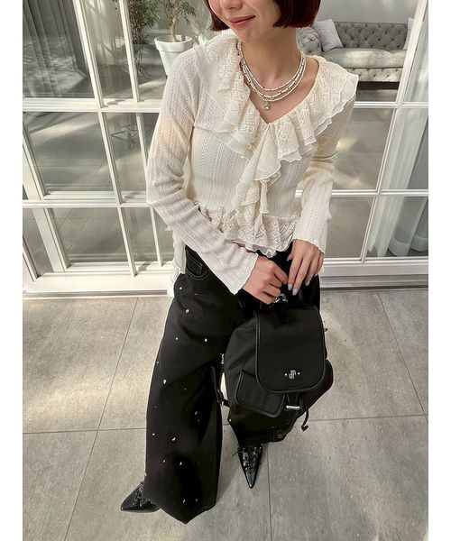 LILY BROWN（リリーブラウン）の「【WEB限定00サイズ】[L.B CANDY STOCK]バリエーションビジューデニム（デニムパンツ・レディース・ブラック/ブルー・0/1）」の18枚目の写真