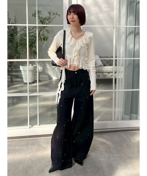 LILY BROWN（リリーブラウン）の「【WEB限定00サイズ】[L.B CANDY STOCK]バリエーションビジューデニム（デニムパンツ・レディース・ブラック/ブルー・0/1）」の19枚目の写真