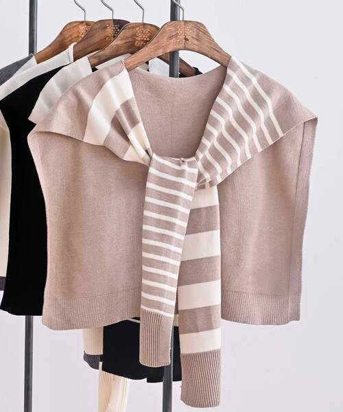 rps（アールピーエス）の「ボーダーストール（ストール/ショール・レディース・杢グレー/ベージュ/ブラック/アイボリー・フリー）」の4枚目の写真