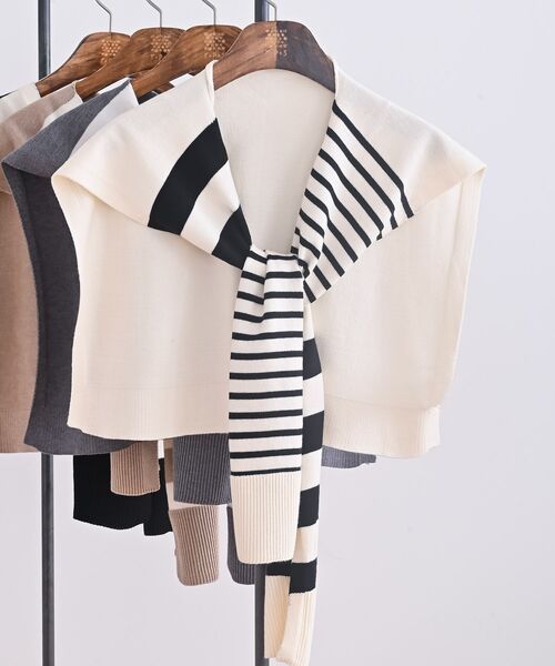 rps（アールピーエス）の「ボーダーストール（ストール/ショール・レディース・杢グレー/ベージュ/ブラック/アイボリー・フリー）」の12枚目の写真