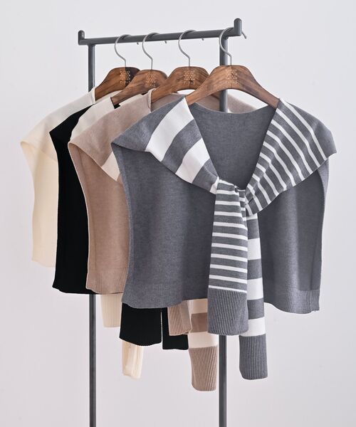 rps（アールピーエス）の「ボーダーストール（ストール/ショール・レディース・杢グレー/ベージュ/ブラック/アイボリー・フリー）」の14枚目の写真