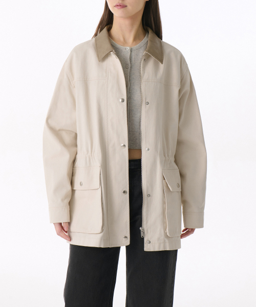 MUSINSA STANDARD WOMAN（ムシンサスタンダードウーマン）の「ウィメンズウォッシュドコットンハンティングジャケット[クリーム]（ミリタリージャケット・レディース・その他・S/M/L）」の5枚目の写真