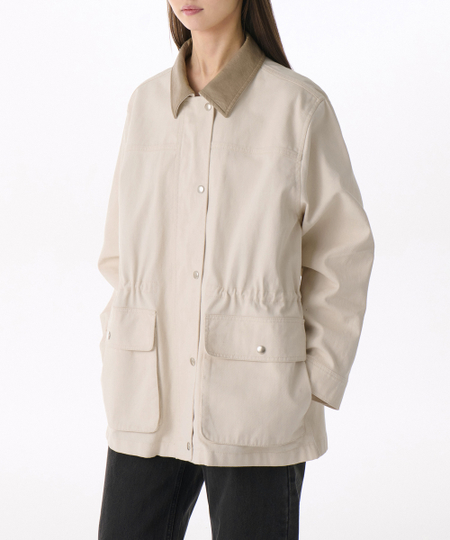 MUSINSA STANDARD WOMAN（ムシンサスタンダードウーマン）の「ウィメンズウォッシュドコットンハンティングジャケット[クリーム]（ミリタリージャケット・レディース・その他・S/M/L）」の6枚目の写真