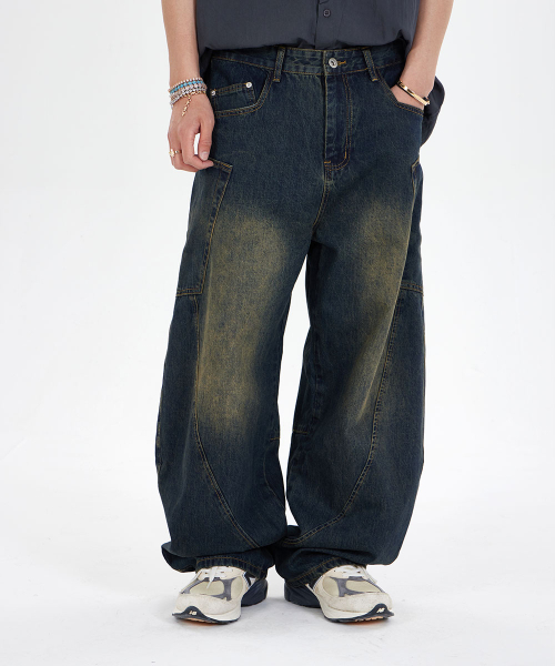 MAKEITTO(メイキット)の「バルーンワイドデニムパンツ_ダークブルー(デニムパンツ・メンズ・その他・S/M/L/XL)」の1枚目の写真