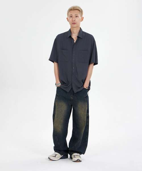 MAKEITTO(メイキット)の「バルーンワイドデニムパンツ_ダークブルー(デニムパンツ・メンズ・その他・S/M/L/XL)」の6枚目の写真