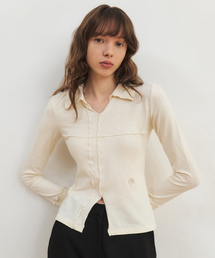 CITYBREEZE（シティブリーズ）の「ラインポイントカラー長袖Tシャツ_IVORY（Tシャツ/カットソー）」