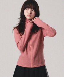 ETHNIC WAFFLE KNIT ZIP UP (PINK)