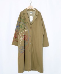 ScoLar（スカラー）の「153762：サイン風コード叩き付け ツイル起毛×ボアロングコート（ステンカラーコート）」