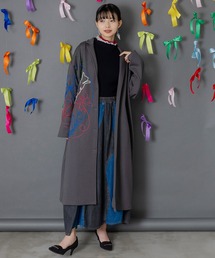 ScoLar（スカラー）の「153762：サイン風コード叩き付け ツイル起毛×ボアロングコート（ステンカラーコート）」