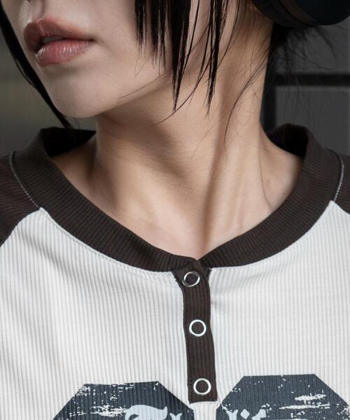 WEGO（ウィゴー）の「WEGO/【26年春新作】ラグランヘンリーネックロンT（Tシャツ/カットソー・レディース・ブラック/ブラウン・FREE）」の6枚目の写真