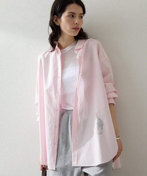 Whim Gazette（ウィムガゼット）の「Thomas Masonアニマル刺繍シャツ（シャツ/ブラウス・レディース・ピンク/ブルー/オフホワイト・FREE）」の3枚目の写真