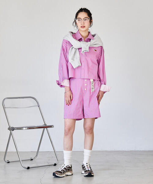 FREAK'S STORE（フリークスストア）の「FRUIT OF THE LOOM × FREAK'S STORE/フルーツオブザルーム 別注 マルチストライプ ショートパンツ/パジャマパンツ（その他パンツ・レディース・ホワイト/コーラルピンク/オレンジ・ﾌﾘ-）」の18枚目の写真