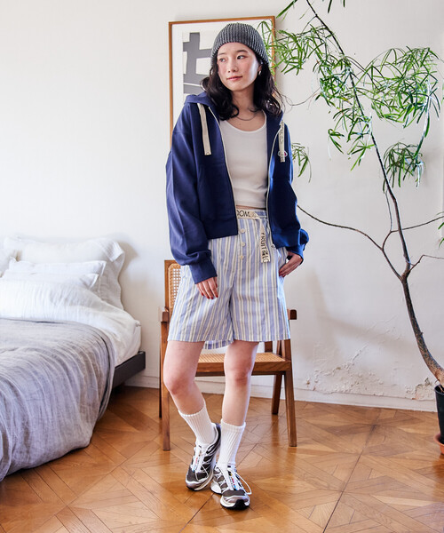 FREAK'S STORE（フリークスストア）の「FRUIT OF THE LOOM × FREAK'S STORE/フルーツオブザルーム 別注 マルチストライプ ショートパンツ/パジャマパンツ（その他パンツ・レディース・ホワイト/コーラルピンク/オレンジ・ﾌﾘ-）」の17枚目の写真