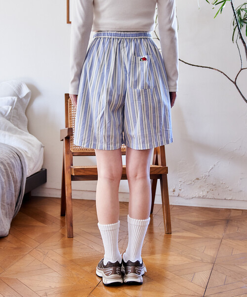 FREAK'S STORE（フリークスストア）の「FRUIT OF THE LOOM × FREAK'S STORE/フルーツオブザルーム 別注 マルチストライプ ショートパンツ/パジャマパンツ（その他パンツ・レディース・ホワイト/コーラルピンク/オレンジ・ﾌﾘ-）」の8枚目の写真