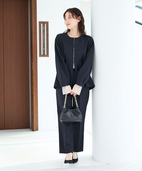 le.coeur blanc（ルクールブラン）の「ツインクロスノーカラーペプラムジャケット（ノーカラージャケット・レディース・ベージュ/ネイビー・38）」の13枚目の写真